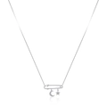 S925 Sterling Silber Sicherheitsnadel Kette mit Stern und Mond Zirkonia Anhängern - 925 Sterlingsilber
