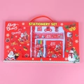 Red 6-piece Christmas stationery set in window gift box featuring Santa and snowman patterns - 102 Christmas Set