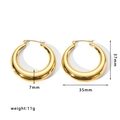 37mm gold hollow hoop earrings in polished stainless steel with technical dimensions - Polished Round Hoop (HF-E3113)