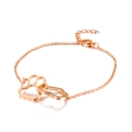 Bracciale a catena in oro rosa con ciondoli a forma di zampa di gatto e cuore intrecciati - KB116194-K / Oro rosa
