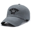 Gorra de béisbol gris lavado con bordado vintage de New York 1962 - Ajustable / Gris