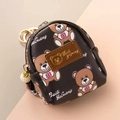 Mini portamonete in pelle nera con orsetto in stile britannico e perla elegante - Zaino Portamonete Bear - Nero