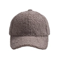 Detailed macro view of plush coffee brown lamb wool texture on winter baseball cap - Slate Gray