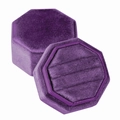 Octagonal velvet jewelry box in elegant purple with multi-slot ring storage design - Triple Ring Box / Deep purple