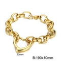 Golden chunky chain bracelet featuring a 23mm hollow heart pendant for women - Gold Bracelet 19cm (KB212517-Z)