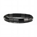 Bracelet en perles d'hématite polie avec formes irrégulières de demi-lune pour hommes - Style carré demi-lune