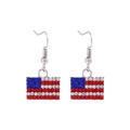 Zinc alloy American flag star earrings with red, blue, and white sparkling rhinestones - Style 56-Full Rhinestone USA Flag Earrings