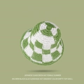 Green and white checkered straw bucket hat with sun protection for summer style - One Size / Green