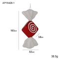 Addobbo natalizio a forma di caramella a righe bianche e rosse con glitter e cordino argento - Caramella Motivo a Spirale Stile A