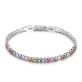 Rainbow cubic zirconia tennis bracelet with silver square chain and secure clasp - Rainbow Square Cut Style (KB167205-KFC)