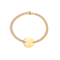 Customizable gold stainless steel curb chain bracelet with polished round tag for couples - Gold