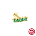 Gold plated S925 silver stud earring with emerald green teardrop zirconia flower - Gold #9 (5 Pear Green Cluster)