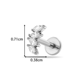 Silver labret stud with marquise zircon stones for ear cartilage and lip piercings - Silver Curved Marquise Style (2614-7 Silver)
