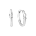 Aros minimalistas de plata de ley S925 con relieve de estrella en plata pulida - Plata 925 / Oro Blanco