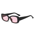 Black square sunglasses with pink lenses and quilted diamond texture on the temples - Black Frame Pink Lens