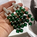 2502037 Green Beaded Tassel Earrings (s925 Silver Needle)