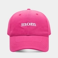 Pink cotton baseball cap for women with white embroidered mom text on the front - Adjustable / Rose Red