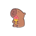 Süße Capybara-Emaille-Anstecknadel mit rosa Eistüte und glatter Metalloberfläche - Wasserschwein mit Eiscreme (QHXZ3154)