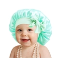 Bonnet de nuit bébé vert menthe avec nœud en soie de lait douce et satin brillant - Taille unique / Vert Menthe
