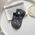 Grey cotton low cut star print boat socks with blue mini woven tag detail - One Size / Medium Grey
