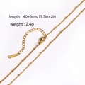 Polished 18k gold plated stainless steel bead chain necklace with 40+5cm length - Curb Bead Chain / Gold