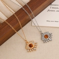 Tiger eye evil eye pendant necklace with rhinestones in gold and silver finish - Evil Eye Two-Piece Set (08)