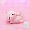 Cute pink dinosaur resin ornament in a lying pose with transparent PVC gift box - 1D Pink - Lying Position (Generation 1 Mini)