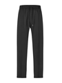 Detail of men's casual black trousers featuring an elastic waistband and drawstring design - S / Black