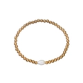 18K vergoldetes Perlenarmband mit 4mm Edelstahlkugeln und Süßwasserperle für Damen - Gold