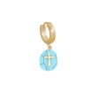 Goldene Creolen mit blauem Steinkreuz-Anhänger für Damen im modischen Boho-Stil - Seeblau