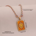 Collier en corde tressée colorée avec pendentif tarot cœur doré et émail orange vif - Oeil De Sacré-Coeur Violet (5#)