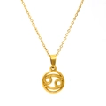 18K gold plated titanium steel Cancer zodiac pendant necklace on white background - Cancer (SP641G-4)