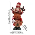 Figura de peluche de alce de Navidad con gorro de cuadros rojos y zapatos verdes - Alce