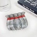 Graue Haarklammer im Bowling-Kegel-Design mit Marmormuster und roten Streifen - 6cm / Bowling-Stil
