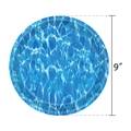 Vista detallada del plato de papel de 9 pulgadas con diseño de ondas de mar azul vivo - Plato de 9 pulgadas
