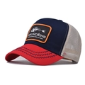 Cappellino trucker Grundéns con logo a lisca di pesce in blu, rosso e beige - Lisca di Pesce Rossa Blu Notte