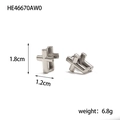 Detail view of silver cross earrings with dimensions 1.8cm by 1.2cm and weight 6.8g - Silver Cross