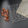 5D embossed nail art stickers with white pearls, hearts and diamonds on orange nails - Pearl Heart Curve Style (CO-170)