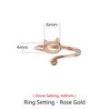 925 silver cat ear ring setting in rose gold finish with 4x6mm stone mount - Rose Gold (Stone 4*6mm)