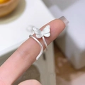 Silver bow butterfly design open ring for women with high-quality metallic luster - Silver Butterfly Ring