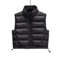 Gilet imbottito nero alla moda da donna con collo alto e tessuto trapuntato lucido - XS / Nero