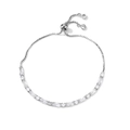 Detail of adjustable silver bolo clasp and sparkling geometric zircon tennis bracelet - Geometric Bracelet / Adjustable / White Gold