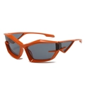 Futuristic bright orange trapezoidal cat-eye sunglasses with dark grey lenses - Orange Frame Gray Lens
