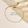 14K gold plated stainless steel thin chain bracelet with rectangular bar pendant - Bar Style (B7)