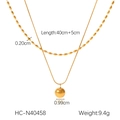 Detailed specs of double-layer gold necklace with spherical pendant and chain dimensions - Gold Double Layer Ball Pendant Style (HC-N40458)