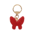 Sparkling red rhinestone butterfly keychain with gold plating on a white background - Red