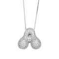 Silver plated puffy letter A necklace with micro-pave cubic zirconia on cable chain - Letter A / Silver