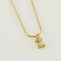 Golden stainless steel snake chain necklace with sparkling letter Z crystal pendant - Letter Z / Gold