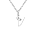 Minimalist silver titanium steel letter V pendant necklace with small heart detail - Letter V / Steel