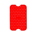 Detalle de alfombrilla de silicona roja con lunares blancos para freidora de aire doble - Rojo